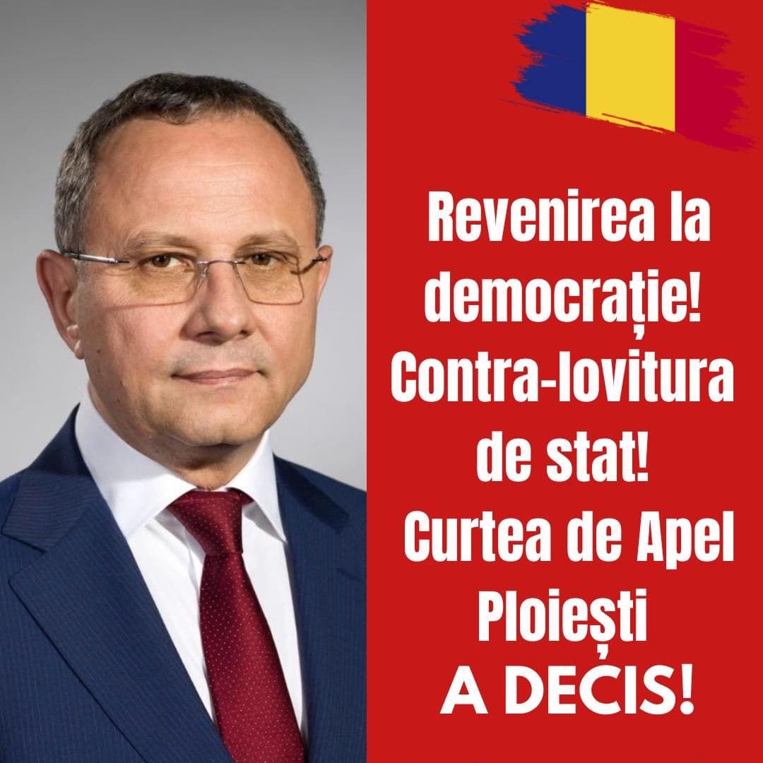 AVEM CONTRA-LOVITURA DE STAT PENTRU REVENIREA LA DEMOCRAȚIE! CURTEA DE APEL PLOIEȘTI ANULEAZĂ HOTĂRÂREA CCR NR 32 DE ANULARE A ALEGERILOR ȘI BLOCHEAZĂ ALEGERILE! TURUL 2! FELICITĂRI CĂLIN GEORGESCU, GEORGE SIMION ȘI POPORUL ROMÂN!